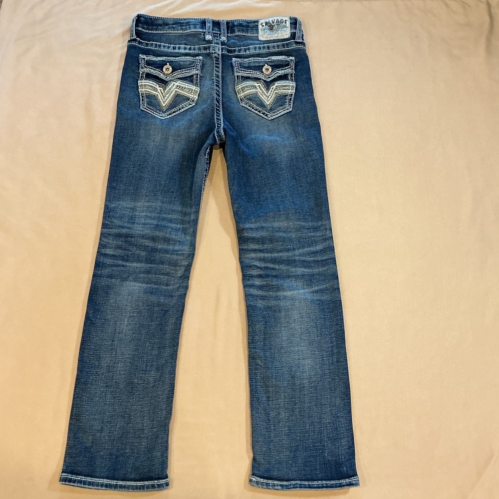 Salvage Madness Straight Relaxed Fit Jeans Blue Buckle Exclusive SLVG 54-46 - Picture 7 of 11